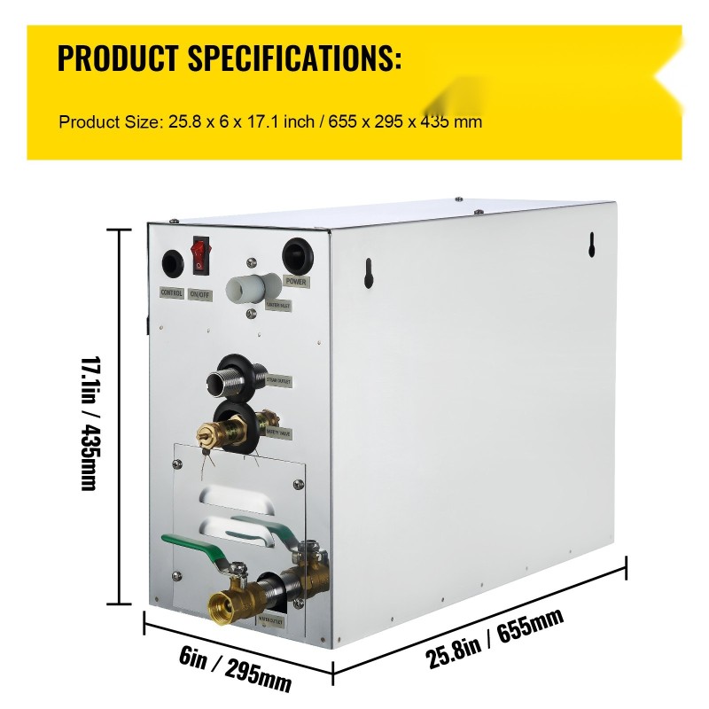 Höyrygeneraattori 9 kW 6 l vesisäiliö digitaalinen näyttö 35–55 °C