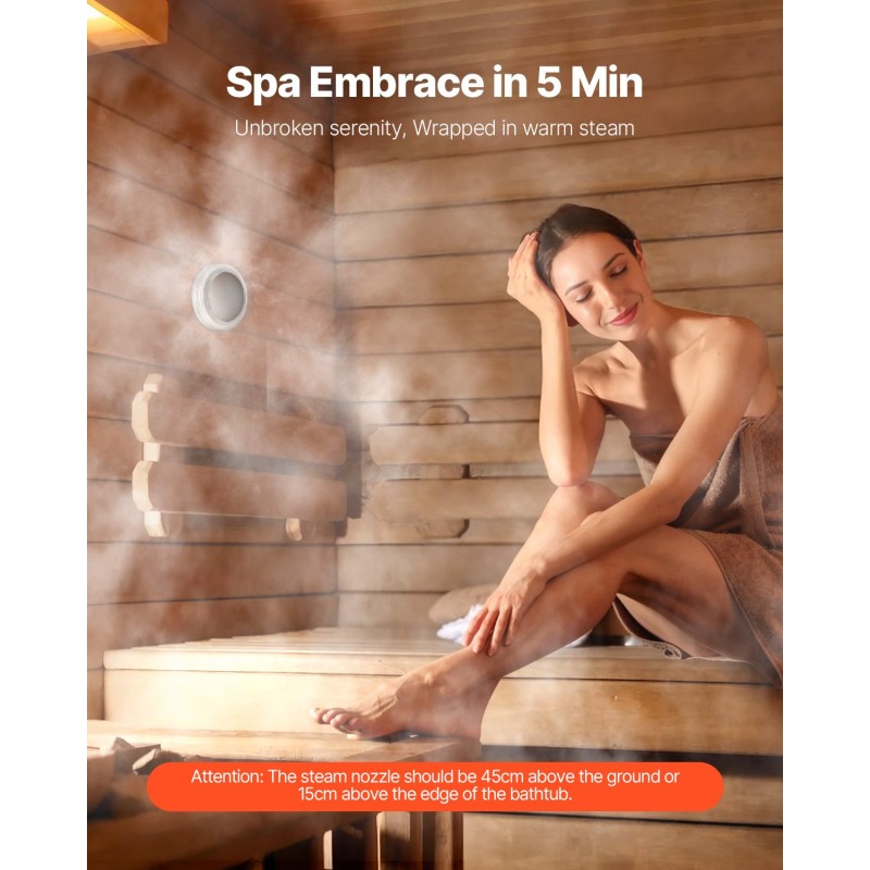 Höyrygeneraattori 7,5 kW musta ruostumaton teräs sisäsäiliö sopii 5–7,5 m³