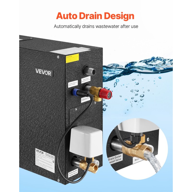 Höyrygeneraattori 7,5 kW musta ruostumaton teräs sisäsäiliö sopii 5–7,5 m³