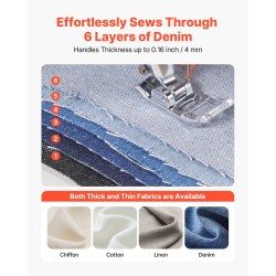 Sähkökäyttöinen kotikäyttöinen ompelukone metallisella sisärungolla 18 pistomallia LED-valolla