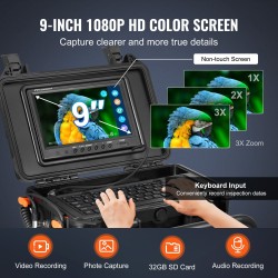 Viemärikamera kolmekymmentä metriä itsetasaava viisisataakaksitoista hertsin lähetin etäisyyslaskuri yhdeksän tuuman