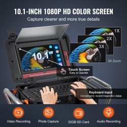 Viemärikamera itsetasoittuva 100 metrin kaapelilla 10,1 tuuman kosketusnäytöllä 512 hertsin lähetin etäisyyslaskurilla