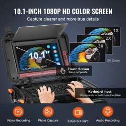 Viemärikamera 50 m kaapelilla itseään tasaava 10,1 tuuman kosketusnäytöllä IP67-suojattu 12 LED-valolla