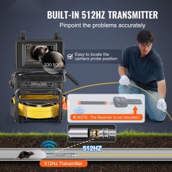 Viemärikamera 70 m kaapeli itseään tasaava 512 hertsin lähetin 9 tuuman näyttö