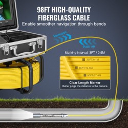 Viemärikamera kolmenkymmenen metrin kaapeli 512Hz paikannus itsestään horisonttiin asettuva yhdeksän tuuman näyttö
