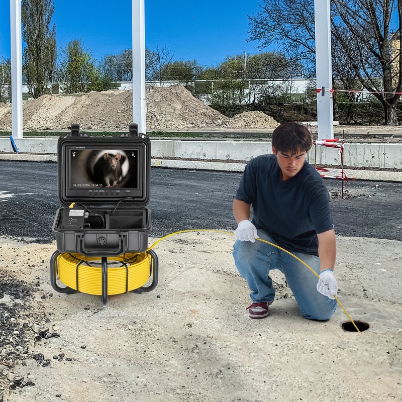 Viemärikamera 30 metrin 5 millimetrin kaapelilla itsetasaava 9-tuumainen 1080p näyttö