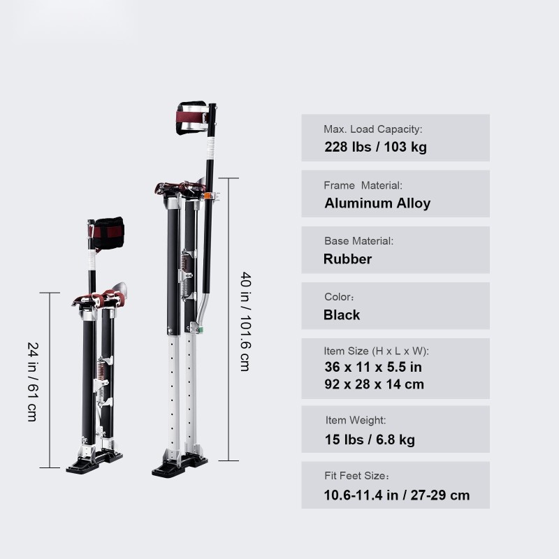 Säädettävät alumiiniseosrunkoiset työjalkineet 61–101,6 cm kumipohjaiset maalaus ja asennustöihin