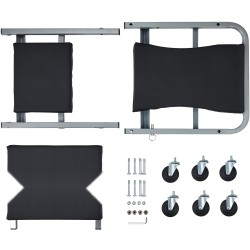 Taittuva mekaanikon makuualusta ja jakkara teräsrunko 6 kääntyvää pyörää 136 kilogramman kantavuus