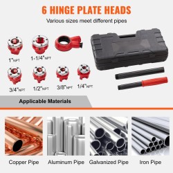 Käsikäyttöinen räikkäputkikierretyökalu 6 kierreterää 1/4–1-1/4 NPT-kierteille 9SICR-terillä säilytyslaatikolla