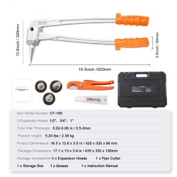 Käsikäyttöinen PEX-putkilaajennin karkaistusta teräksestä 3 laajennuspäätä 1/2 3/4 ja 1 tuumaa