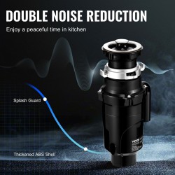 Keittiön jätehuuhtelulaite 0,5 hv tasavirtamoottori jatkuva syöttö muovinen runko