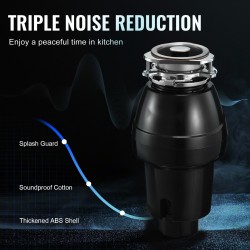 Ruokajätehävittäjä 0,5 hevosvoimaa tasavirtamoottorilla 3820 kierrosta minuutissa jatkuvatoiminen 3-pulttinen kiinnitys