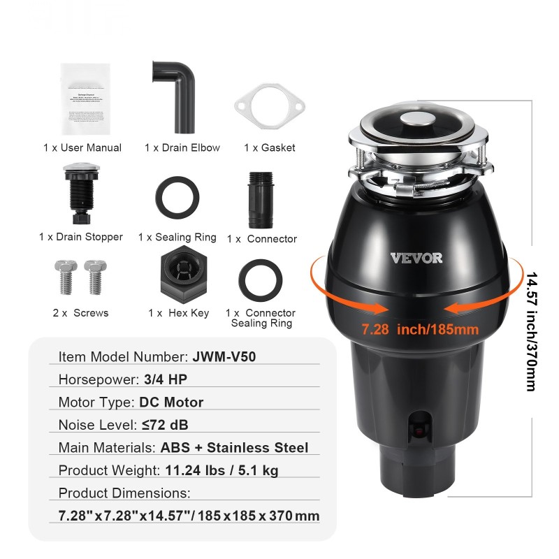 Ruokajätehienotin jatkuvatoiminen 0,75 hv tasavirtamoottori 3600 kierrosta minuutissa muovikuori ruostumaton teräs