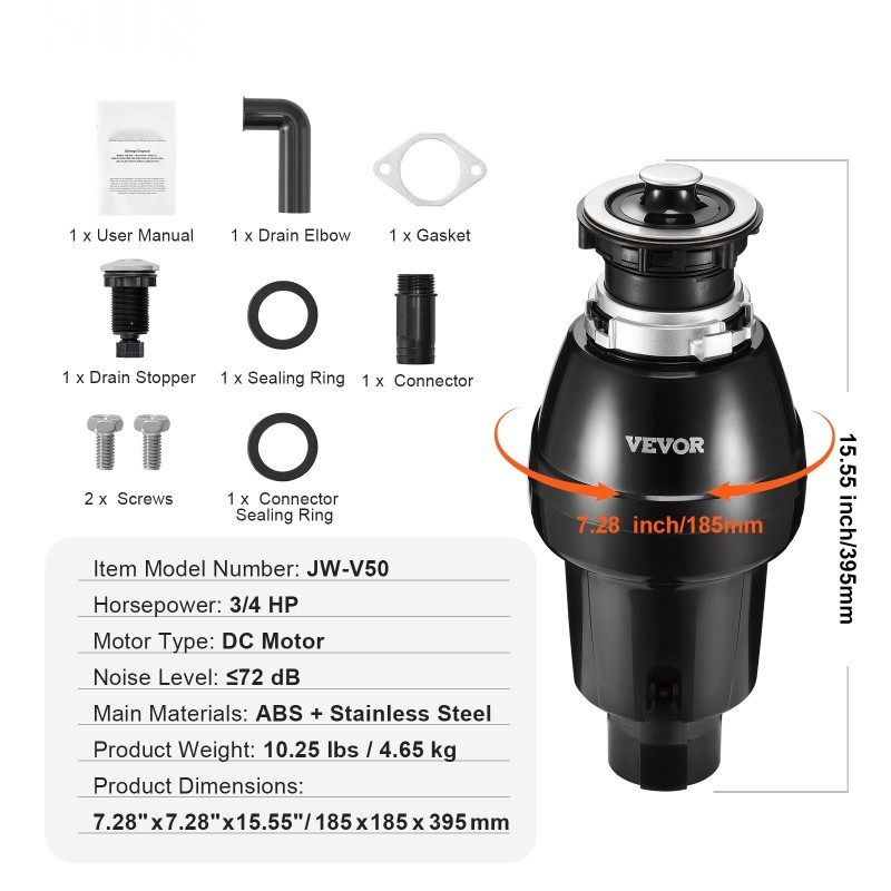 Ruokajätteen murskain jatkuvatoiminen 3/4 hv tasavirtamoottori 3930 kierrosta minuutissa