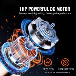 Ruokajätehuuhtelija 1 hv tasavirtamoottori 3960 kierrosta minuutissa jatkuvatoiminen muovi ja ruostumaton teräs