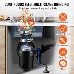 Ruokajätehuuhtelija 1 hv tasavirtamoottori 3960 kierrosta minuutissa jatkuvatoiminen muovi ja ruostumaton teräs