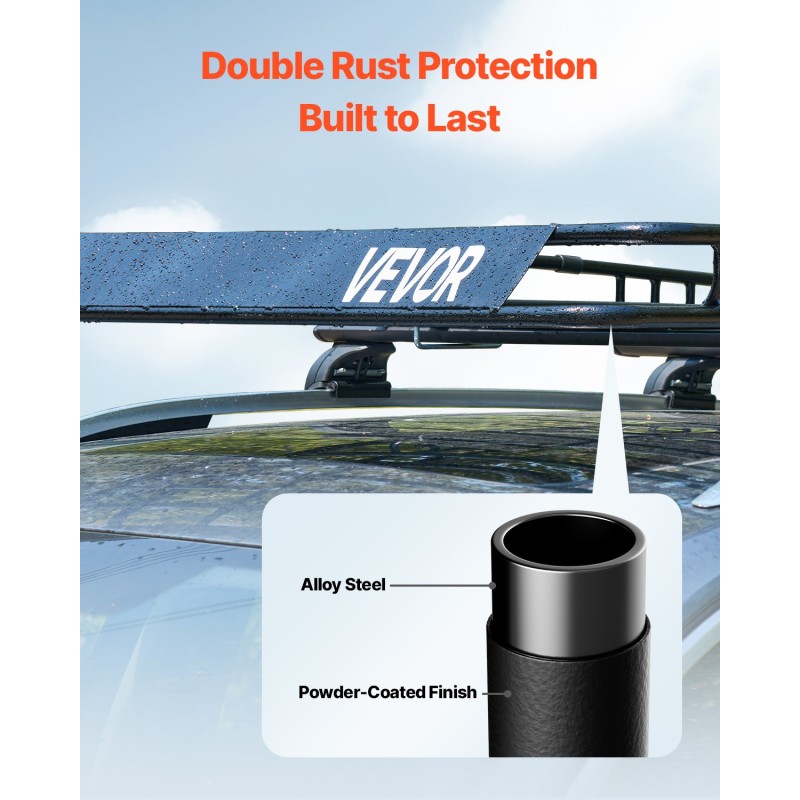 Kattotavarakori seosteräksestä 2120x990x105 mm 113 kg enimmäiskuorma sopii maastoautoihin ja henkilöautoihin