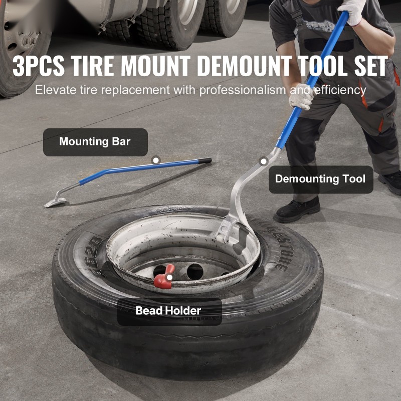 Renkaan asennus- ja irrotustyökalu teräs 571–622 millimetriä 3-osainen sarja ilman sisäkumia