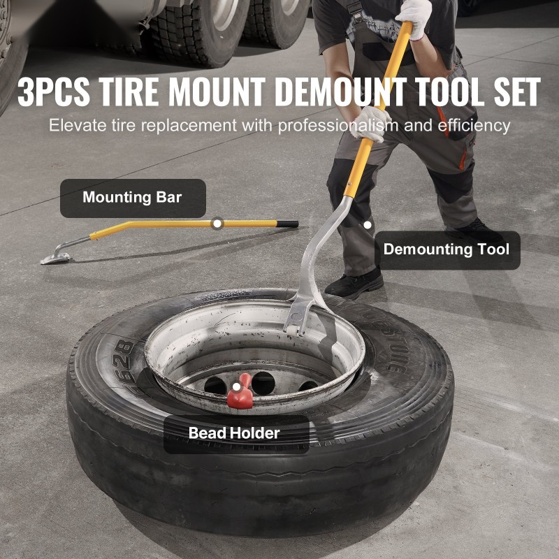 Manuaalinen 3-osainen rengastyökalupakkaus taotusta teräksestä 22,5–24,5 tuuman renkaisiin kuorma- ja linja-autoille