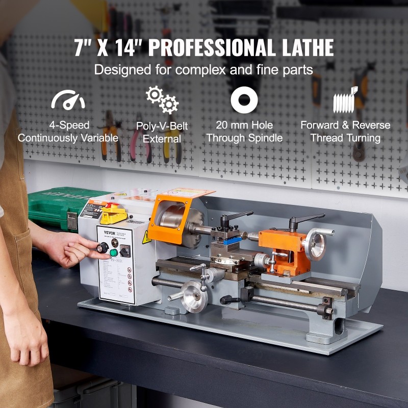 Penkkisorvi 7 x 13.78 tuumaa HT200-valurautarunko 500W 0–2200 RPM 20 mm