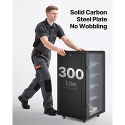 Verkkokaappi 22U hiiliteräs 600 mm syvä 136 kg kantavuus lukittava karkaistu lasiovi