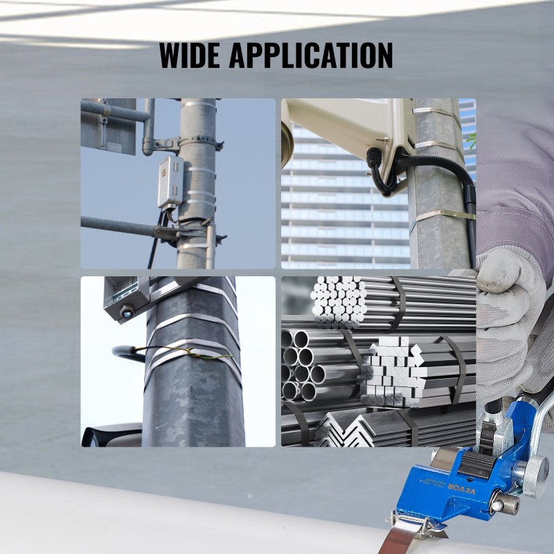 Terässidontasarja ruostumaton teräsnauha 30 metriä 19 millimetriä 100 solkea kiristystyökalulla