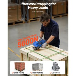 Akkukäyttöinen sähkökiristyssidekone 10–19 mm leveille PET-vanteille kaksi 4000 mAh akkua digitaalinen näyttö