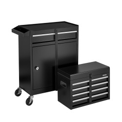 Rullattava teräksinen työkalukaappi irrotettavalla yläosalla viisi laatikkoa pyörillä