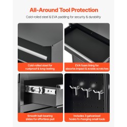 Rullattava teräksinen työkalukaappi irrotettavalla yläosalla viisi laatikkoa pyörillä