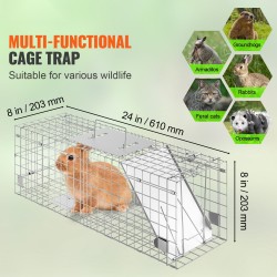 Eläinloukku galvanoidusta rautalangasta peltinen ovi 610×203×203 mm kantokahvalla