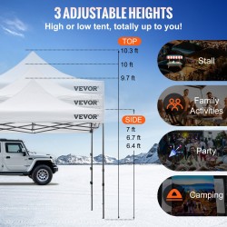 Pikapystytettävä paviljonkiteltta 3 x 3 m PVC-katto irrotettavat PVC-sivuseinät pyörälaukku