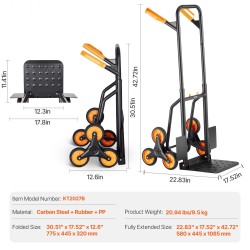 Porrasvaunu hiiliteräs 200 kg kantavuus 150 kg portaissa taittuva 6 pyörää