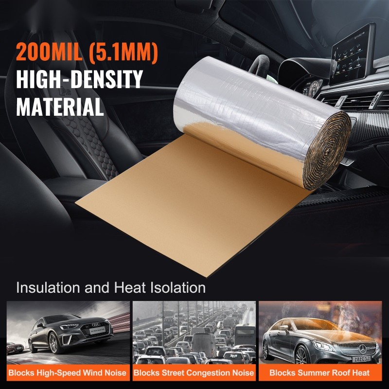 Auton äänieristysmatto 200 mil noin 3,3 m2 kaksikerroksinen itsekiinnittyvä alumiinikalvolla