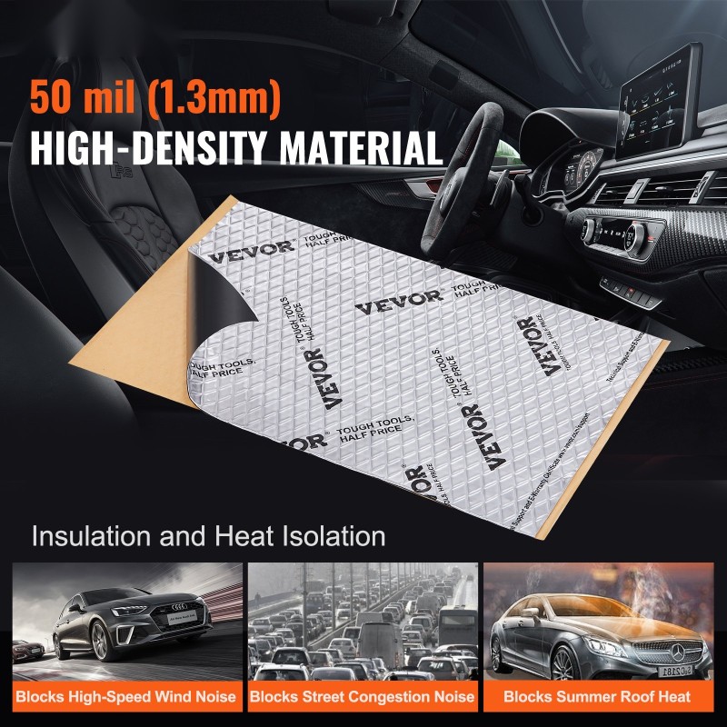 Auton butyylipohjainen äänieristysmatto 1,3 mm 4,8 m² 47 kpl hopea