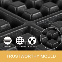 Kaupallinen pyöreä sähköinen vohvelirauta ruostumaton teräsrunko 180 asteen kääntyvä 185 mm muotti