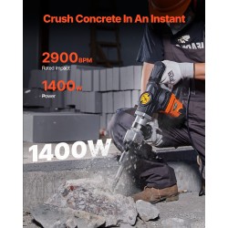 Sähköinen piikkausvasara 1400W 19J 2900 iskua minuutissa betonille ja kivelle