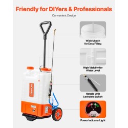 Akkukäyttöinen reppuruisku 15 l muovisäiliöllä säädettävä 0–94 PSI puutarhan ruiskutukseen