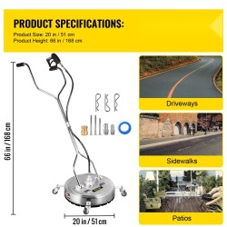 Painepesurin pintapesuri 50,8 cm 304-ruostumaton teräs 2 suutinta 3/8 tuuman pikaliittimeen