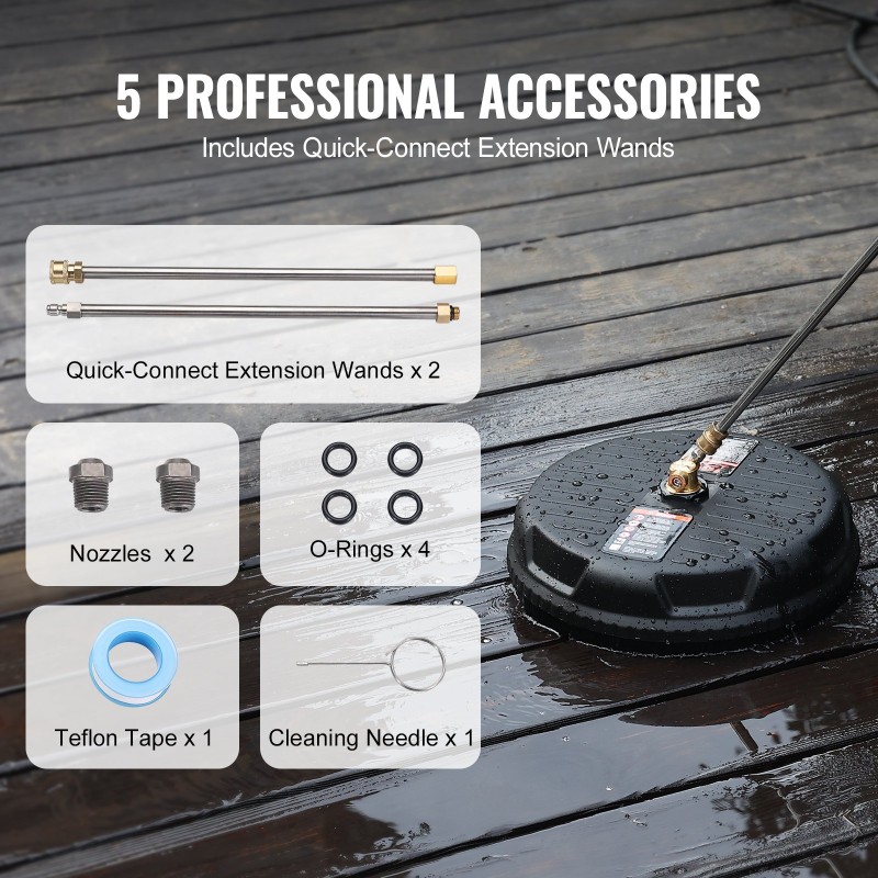 Pintapesuri painepesuriin 38,1 cm PP-muovi 4000 psi 1,6 cm pikaliitäntä 2 jatkovartta