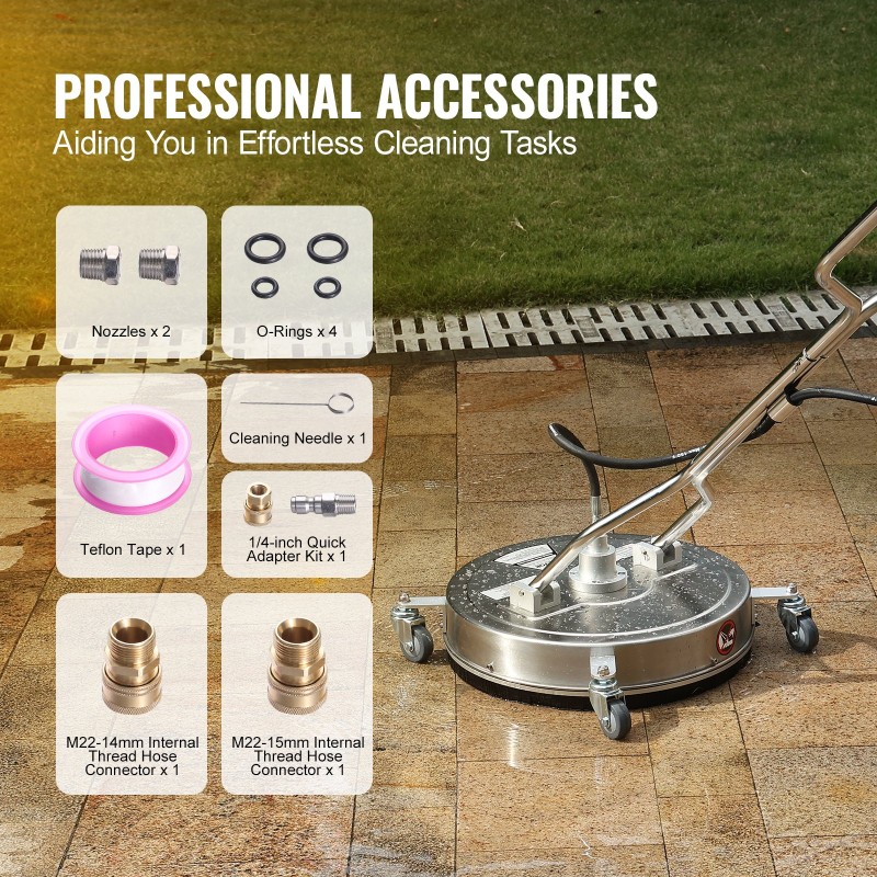 Painepesurin pintapesuri 50,8 senttimetriä ruostumaton teräs maksimipaine 4500 pyörillä ja kädensijoilla