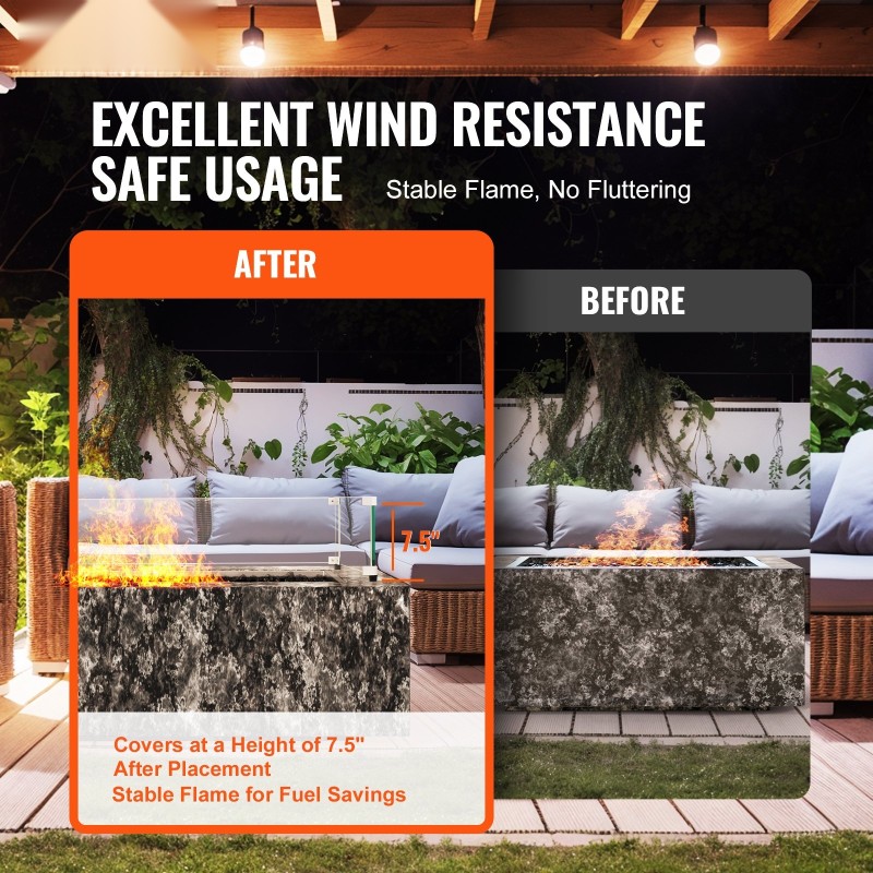 Tuulensuoja suorakaiteen tulipöydälle karkaistu lasi 8 mm 773x367x191 mm