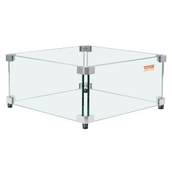 Tulipöydän tuulensuoja neliö karkaistu lasi 8 mm 493x493x191 mm