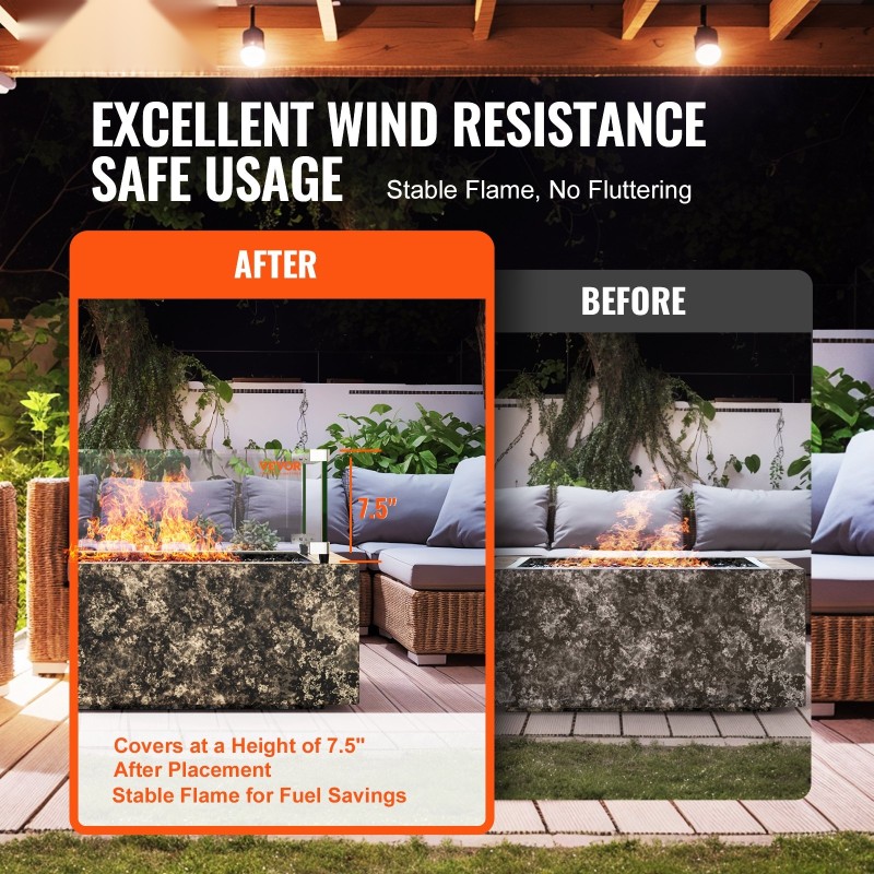 Tulipöydän tuulensuoja neliö karkaistu lasi 8 mm 493x493x191 mm