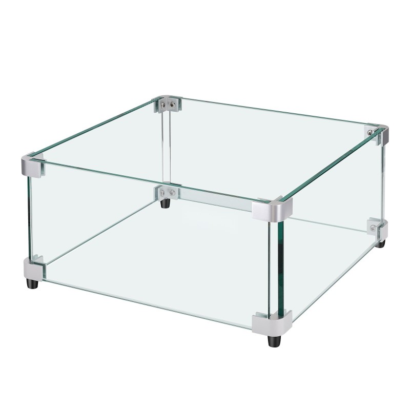 Tulipöydän tuulensuoja neliö karkaistu lasi 8 mm 493x493x191 mm