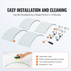 Tulisijan tuulensuoja karkaistusta lasista 6 mm alumiinikehyksellä Ø740×214 mm