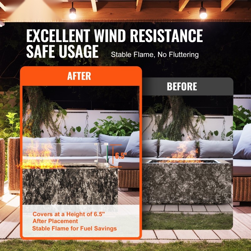 Tuulisuoja karkaistusta lasista 8 mm paksu 748x340x165 mm neliötulipöydälle