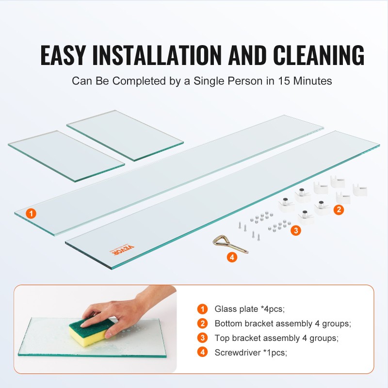 Tuulisuoja karkaistusta lasista 8 mm paksu 748x340x165 mm neliötulipöydälle