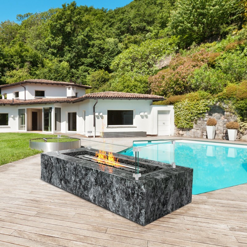 Karkaistu lasi tulipöydän tuulisuoja neliosainen 965 x 267 x 152 mm