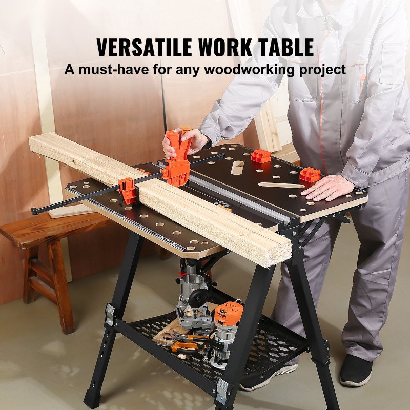 Taitettava säädettävä työpöytä ja sahatukki MDF-kansi 70x65 cm 454 kg kantavuus