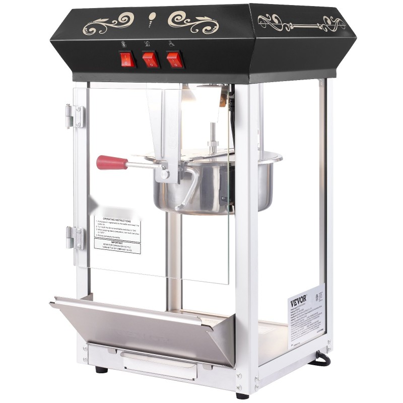 Pöytämallinen popcornkone 850 watin teho 8 unssin kattila 48 kupillista erässä musta